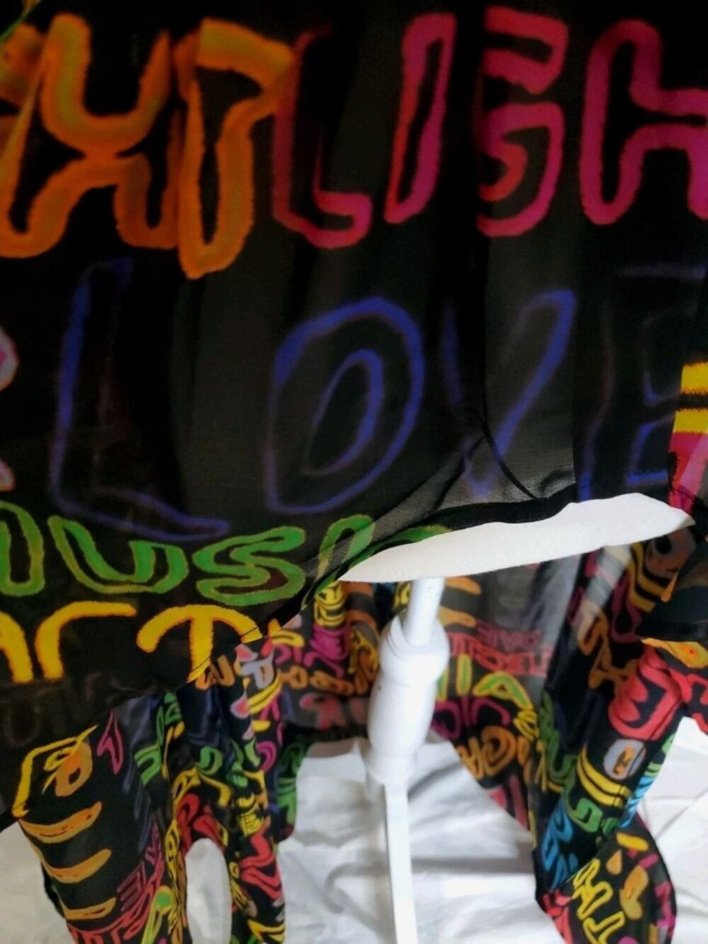 Ashley Stewart Graffti Dramatic Hi Low Duster Fairy Grunge Off Shoulder Sz 14/16 - Picture 8 of 16